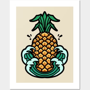 pineapple summer wave Posters and Art